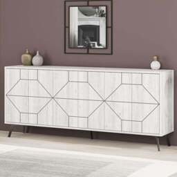 Decortie Dune 6 Door Ancient White Sideboard - Size: 77.4 x 183.8 x 35cm - Wilko - thumbnail 1