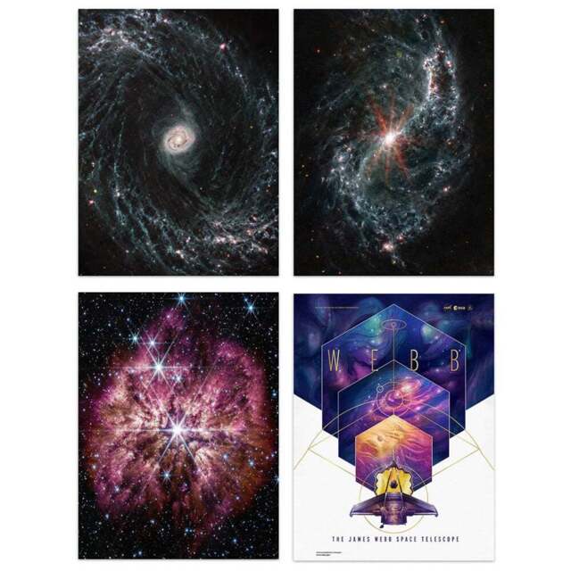 Artery8 NASA James Webb Space Telescope Supernova Wall Art Print 30 x 41cm 4 Pack - Size: 40.5 x 30.5 x 0.3cm - Multi - Wilko - image 1