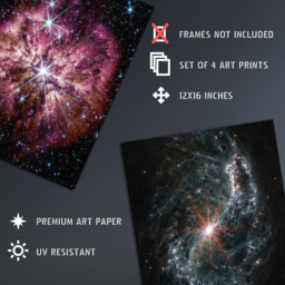 Artery8 NASA James Webb Space Telescope Supernova Wall Art Print 30 x 41cm 4 Pack - Size: 40.5 x 30.5 x 0.3cm - Multi - Wilko - thumbnail 5