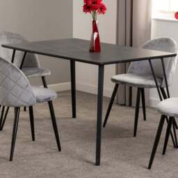 Seconique Marlow 4 Seater Black Dining Table Marble Effect - Wilko