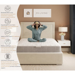 DS Living Contour Single 800 Pocket Sprung Hybrid Memory Foam Mattress - White - Wilko - thumbnail 7