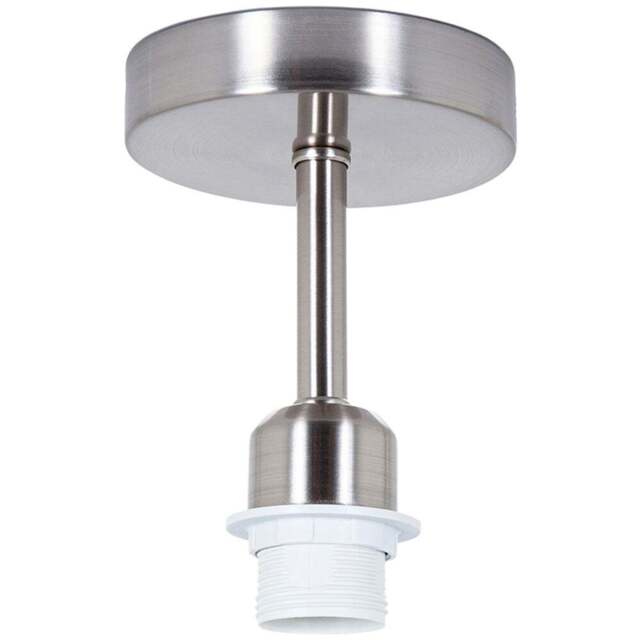 Happy Homewares Brushed Satin Nickel Semi Flush Ceiling Light Fitting - Size: 17 x 12 x 12cm - Silver - Wilko - image 1