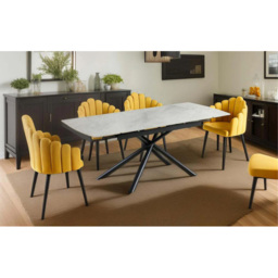 DS Living Kairo 6 Seater Extendable Dining Table Marble Pattern - Grey - Wilko - thumbnail 7
