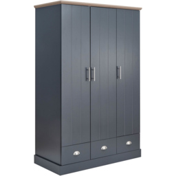 GFW Kendal 3 Door 3 Drawer Slate Blue Wardrobe - Size: 3 Door, 3 Drawer - Wilko - thumbnail 5