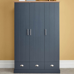 GFW Kendal 3 Door 3 Drawer Slate Blue Wardrobe - Size: 3 Door, 3 Drawer - Wilko