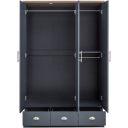 GFW Kendal 3 Door 3 Drawer Slate Blue Wardrobe - Size: 3 Door, 3 Drawer - Wilko - thumbnail 4