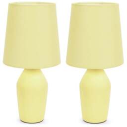 ValueLights Arlo Set of 2 Sunshine Yellow Shade Ceramic LED Table Lamp - Size: 36.5 x 18 x 18cm - Wilko