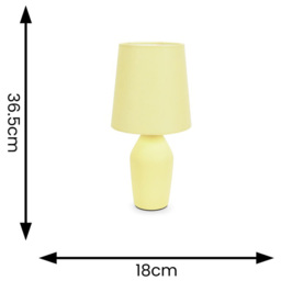 ValueLights Arlo Set of 2 Sunshine Yellow Shade Ceramic LED Table Lamp - Size: 36.5 x 18 x 18cm - Wilko - thumbnail 6