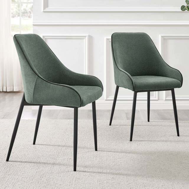 Furniturebox Belton Set of 2 Green and Black Dining Chair - Wilko - image 1
