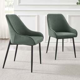 Furniturebox Belton Set of 2 Green and Black Dining Chair - Wilko - thumbnail 1