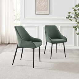 Furniturebox Belton Set of 2 Green and Black Dining Chair - Wilko - thumbnail 4
