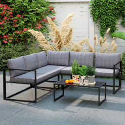 Outsunny 5 Seater Grey Garden Corner Lounge Set - Wilko