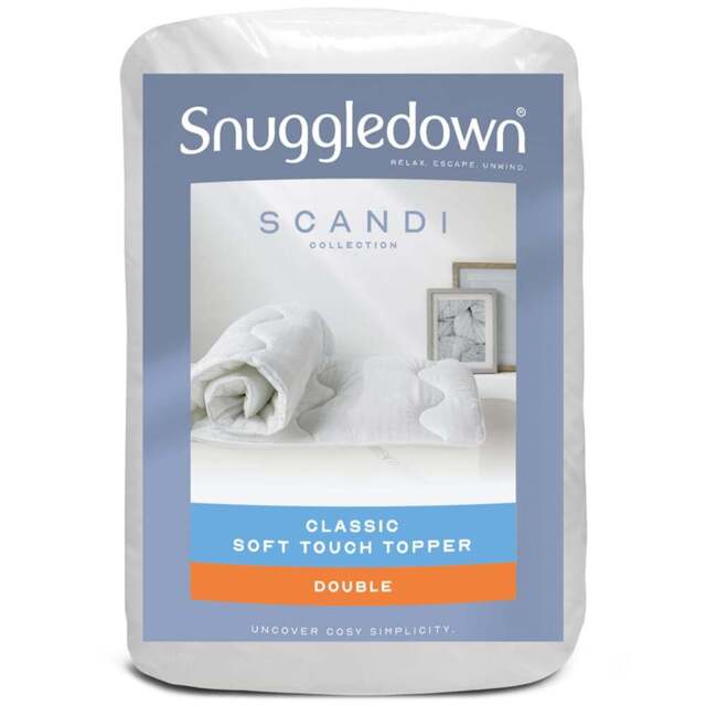 Snuggledown Double Scandinavian Hollowfibre Mattress Topper - White - Wilko - image 1