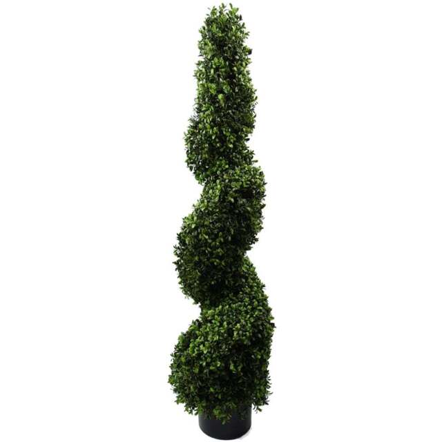 Botanik Spiral Buxus Topiary Artificial Tree in Pot 4ft - Size: 120 x 30 x 30cm - Green - Wilko - image 1