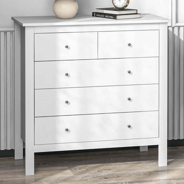 Portland Modern 5 Drawer White Chest of Drawers - Wilko - image 1