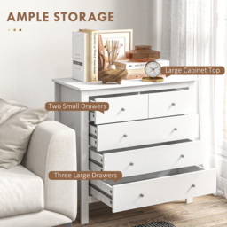 Portland Modern 5 Drawer White Chest of Drawers - Wilko - thumbnail 5