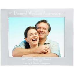 Personalised Memento Personalised Diamond Anniversary Landscape Photo Frame 5 x 7 inch - Silver - Wilko