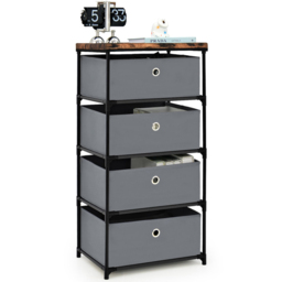 Costway 4 Drawer Grey Fabric Dresser with Metal Frame - Size: 42 x 33.5 x 84.5cm - Wilko - thumbnail 3