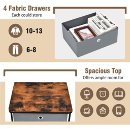 Costway 4 Drawer Grey Fabric Dresser with Metal Frame - Size: 42 x 33.5 x 84.5cm - Wilko - thumbnail 5