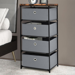 Costway 4 Drawer Grey Fabric Dresser with Metal Frame - Size: 42 x 33.5 x 84.5cm - Wilko