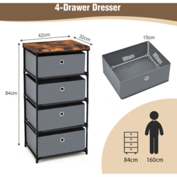 Costway 4 Drawer Grey Fabric Dresser with Metal Frame - Size: 42 x 33.5 x 84.5cm - Wilko - thumbnail 6