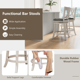 Costway White Swivel Hand Antiqued Stool Set of 2 - Size: 109 x 60 x 32cm - Wilko - thumbnail 5