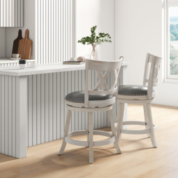 Costway White Swivel Hand Antiqued Stool Set of 2 - Size: 109 x 60 x 32cm - Wilko - thumbnail 4