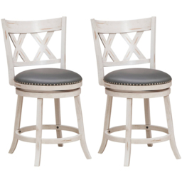 Costway White Swivel Hand Antiqued Stool Set of 2 - Size: 109 x 60 x 32cm - Wilko - thumbnail 3