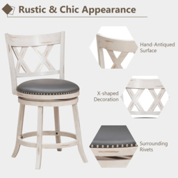 Costway White Swivel Hand Antiqued Stool Set of 2 - Size: 109 x 60 x 32cm - Wilko - thumbnail 6