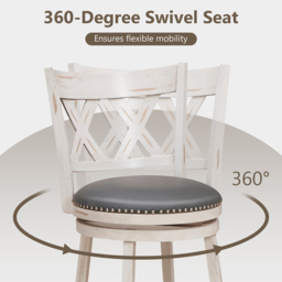Costway White Swivel Hand Antiqued Stool Set of 2 - Size: 109 x 60 x 32cm - Wilko - thumbnail 7