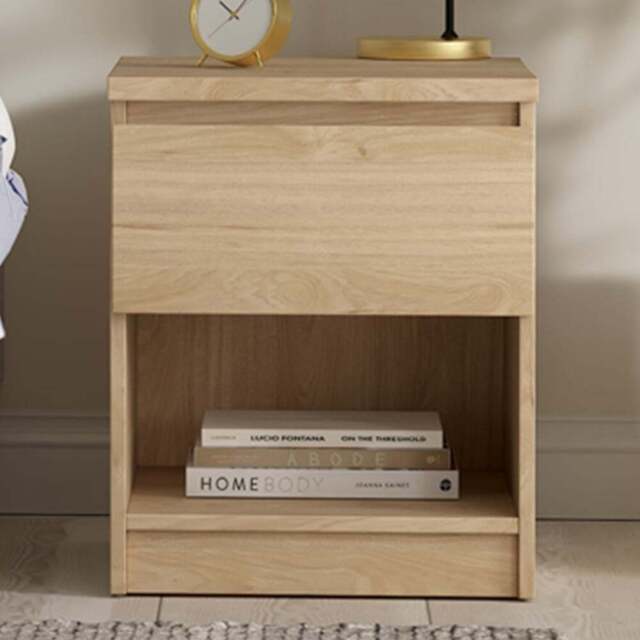 Florence Single Drawer Single Shelf Jackson Hickory Oak Bedside Table - Wood - Furniture to Go - Wilko - image 1