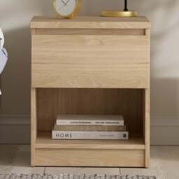 Florence Single Drawer Single Shelf Jackson Hickory Oak Bedside Table - Wood - Furniture to Go - Wilko - thumbnail 1