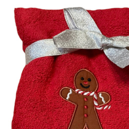 Bellissimo Home Cotton Gingerbread Man Embroidered Hand Towel 2 Pack - Size: 60 x 40 x 1cm - Green - Wilko - thumbnail 4