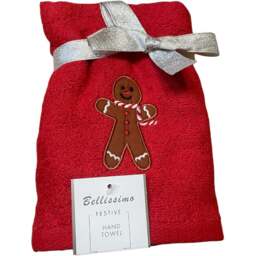 Bellissimo Home Cotton Gingerbread Man Embroidered Hand Towel 2 Pack - Size: 60 x 40 x 1cm - Green - Wilko