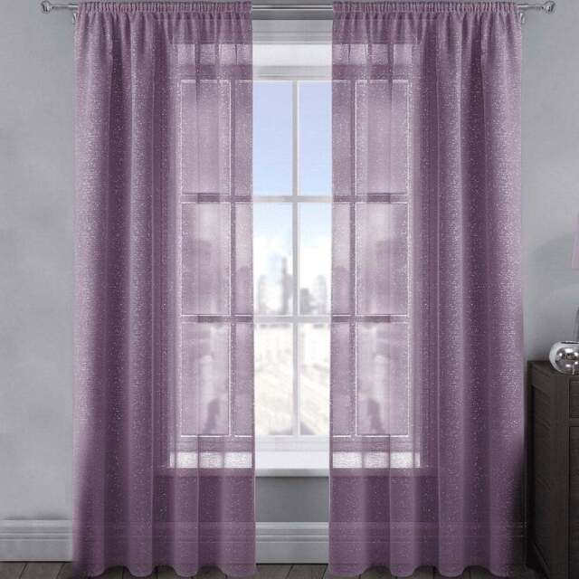 Velosso Alessandria Mauve Shimmer Voile Panel Curtain 137 x 183cm - Size: W 137 x D 183cm - Purple - Wilko - image 1