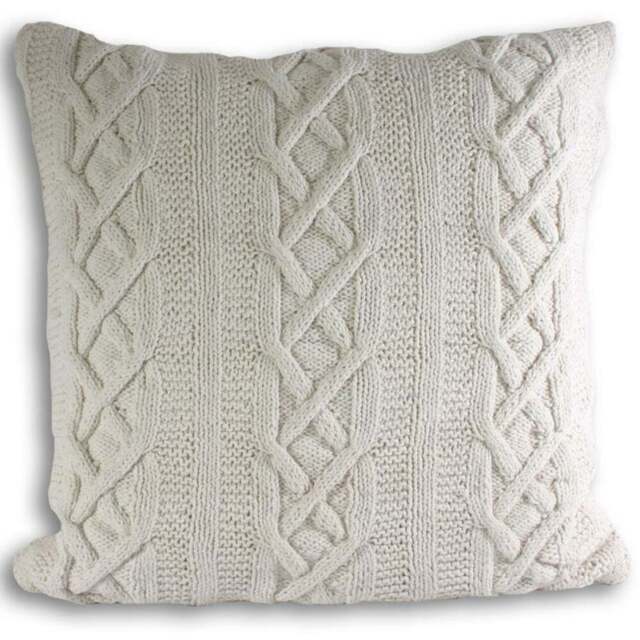 Paoletti Aran Cable Knit Cream Cushion - Size: 55 x 55cm - Wilko - image 1