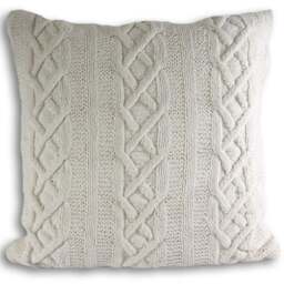 Paoletti Aran Cable Knit Cream Cushion - Size: 55 x 55cm - Wilko