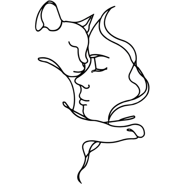 Decortie Minimalist Woman and Cat Metal Line Art Wall Decor - Size: 43.7 x 70 x 0.2cm - Black - Wilko - image 1