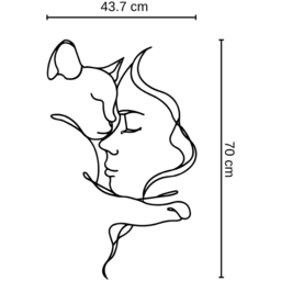 Decortie Minimalist Woman and Cat Metal Line Art Wall Decor - Size: 43.7 x 70 x 0.2cm - Black - Wilko - thumbnail 6