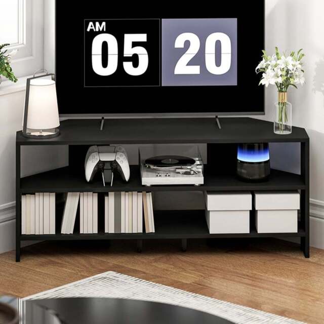 HOMCOM 2 Shelf Black Corner TV Unit - Size: 45 x 36 x 110cm - Wilko - image 1