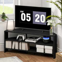 HOMCOM 2 Shelf Black Corner TV Unit - Size: 45 x 36 x 110cm - Wilko - thumbnail 4