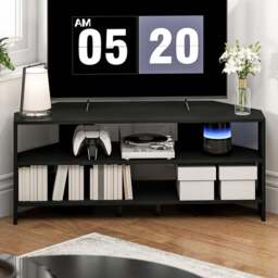 HOMCOM 2 Shelf Black Corner TV Unit - Size: 45 x 36 x 110cm - Wilko