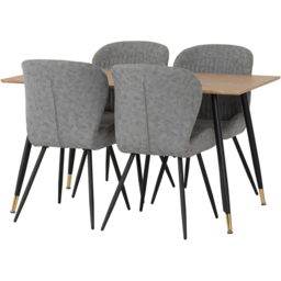 Seconique Hamilton Quebec Oak Effect PU 4 Seater Dining Table Set Grey - Multi - Wilko - thumbnail 4