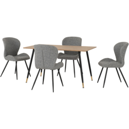 Seconique Hamilton Quebec Oak Effect PU 4 Seater Dining Table Set Grey - Multi - Wilko - thumbnail 3