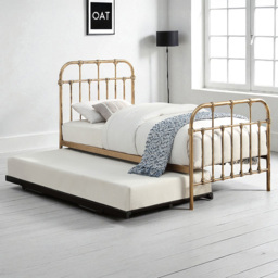 OAT Home Camden Single Antique Brass Effect and Black Guest Trundle Metal Bed - Wilko