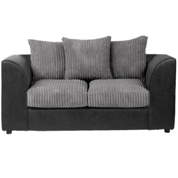 Luxor 4 Seater Black and Grey Jumbo Cord Scatter Back Sofa Suite - Multi - Wilko - thumbnail 4