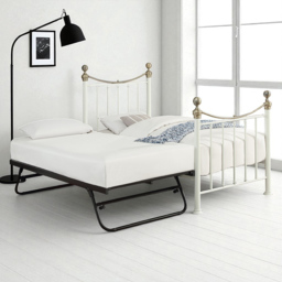 OAT Home Hampstead Single White and Brass and Black Guest Trundle Metal Bed - Wilko - thumbnail 3