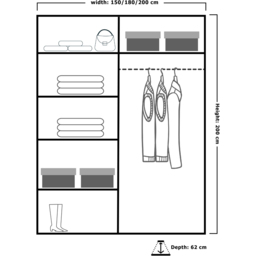 Sliding Wardrobes 4U Infinity 2 Door Grey High Gloss Wide Mirrored Wardrobe 200cm - Wilko - thumbnail 6