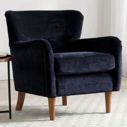 Roberta Navy Chenille Wingback Armchair - Size: 84 x 76 x 81cm - Kyoto Futons - Wilko
