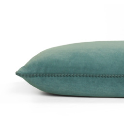 furn. Cosmo Blue Velvet Pom-Pom Cushion - Size: 50 x 30cm - Wilko - thumbnail 4